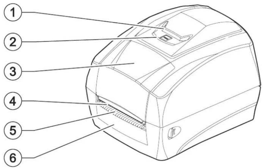Diagram of a device with numbered parts labeled 1 through 6, showing internal structure and component layout.