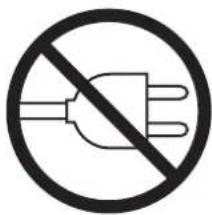 Prohibition sign with crossed-out electrical plug symbol and prohibition circle