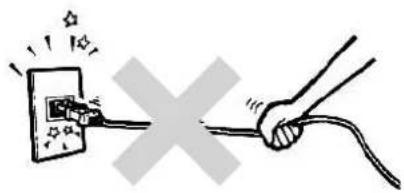 Diagram showing a plug being connected to a cable with a cross symbol indicating disconnection or prohibition.