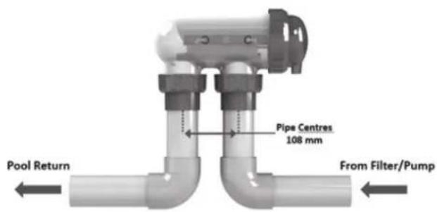 Pool Return Pipe Centres 108 mm From Filter/Pump