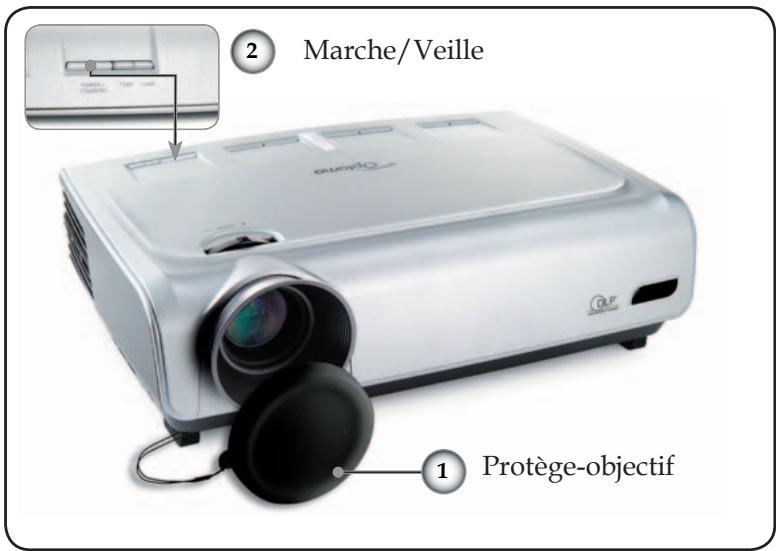 OPTOMA EP747 - Mise sous tension du projecteur - 2