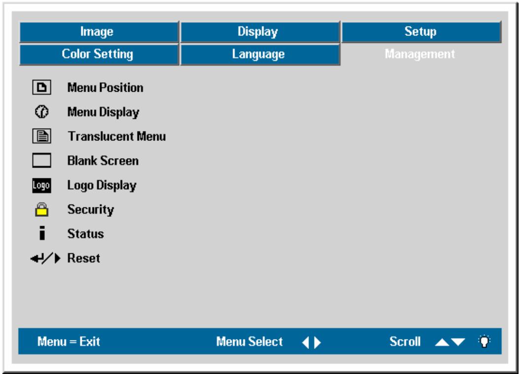 OPTOMA EP771 - Menu Gestion - 1