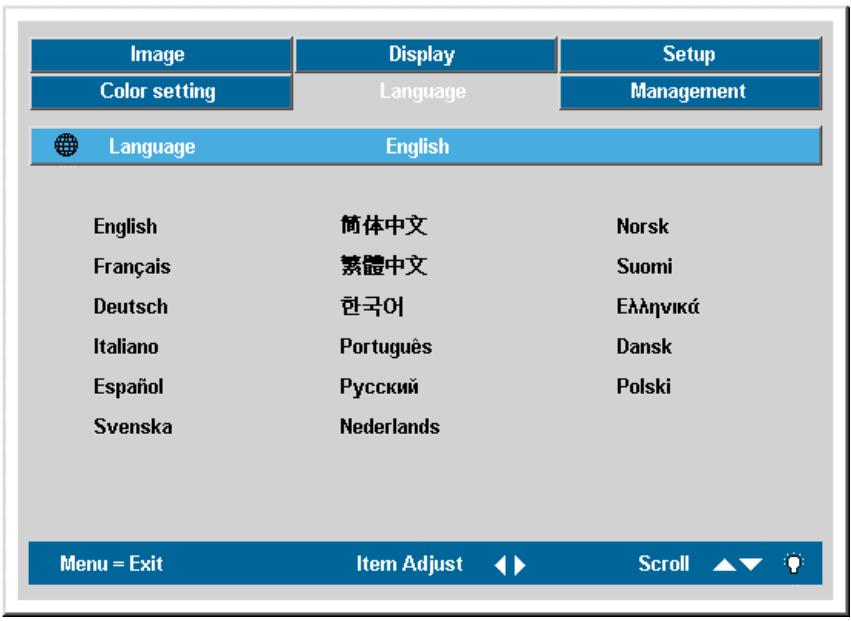 OPTOMA EP771 - Configuration du langage OSD - 2