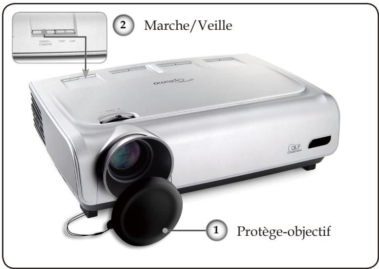 OPTOMA EP773 - Mise sous tension du projecteur - 2