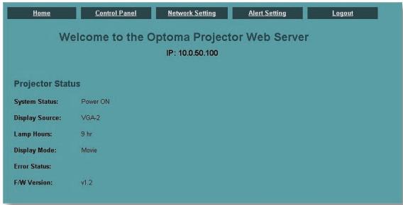 OPTOMA EP780 - Comment utiliser un navigateur web pour contrôler votre projecteur - 3