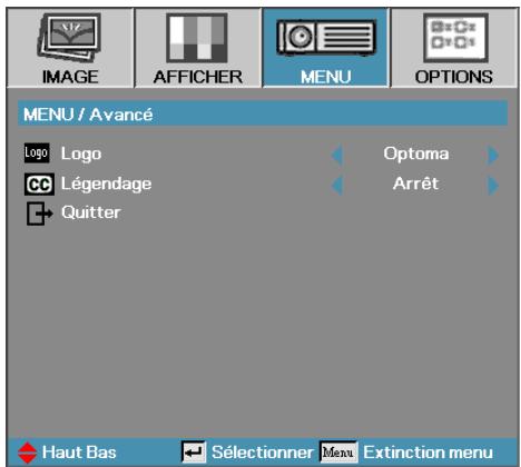 OPTOMA ES515 - Menu | Avancé - 1
