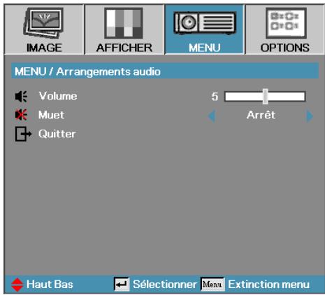OPTOMA ES515 - Menu | Arrangements audio - 1