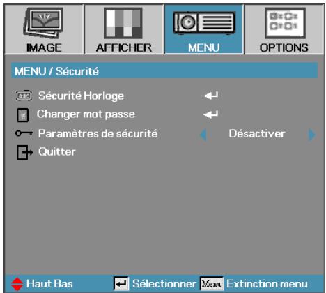 OPTOMA ES515 - Menu | Sécurité - 2
