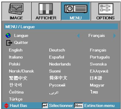 OPTOMA ES515 - Menu | Langue - 1