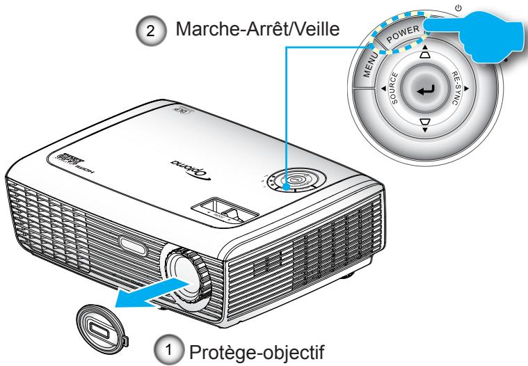 OPTOMA EW531 - Mise sous tension du projecteur - 1