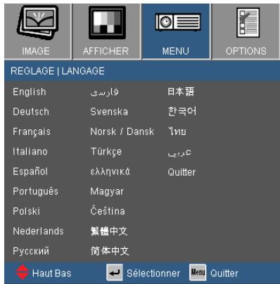 OPTOMA EW536 - REGLAGE | Langue - 1