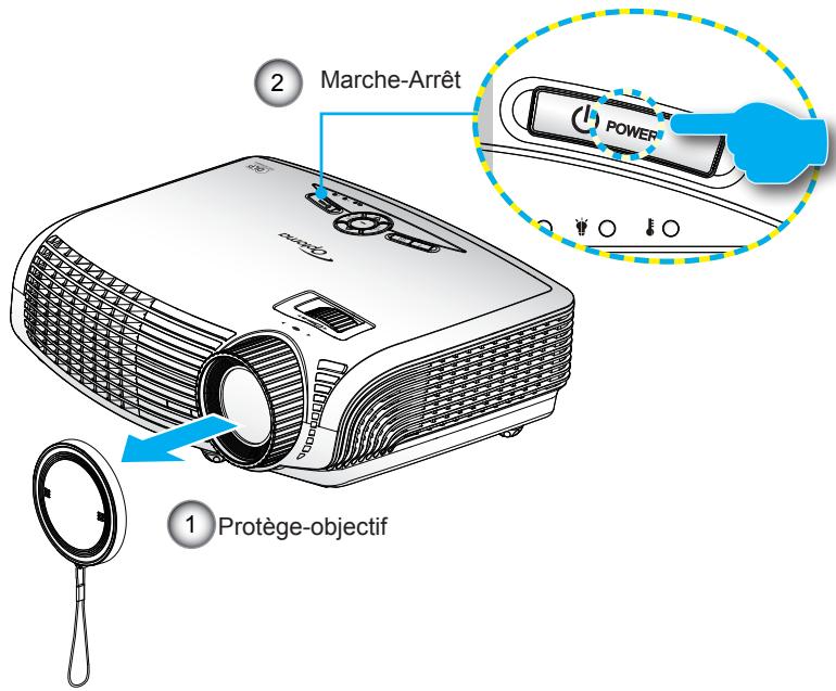 OPTOMA EW615 - Mise sous tension du projecteur - 3
