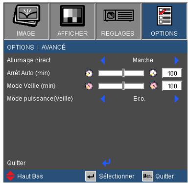 OPTOMA EW675UT - OPTIONS | Avancé - 1