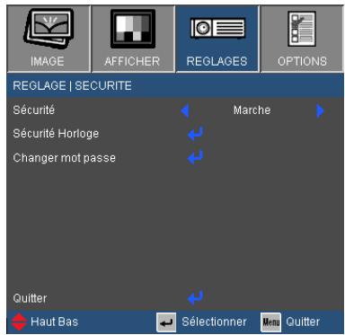 OPTOMA EW675UT - REGLAGE | SECURITE - 1