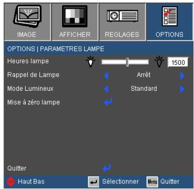 OPTOMA EW695UTis - OPTIONS | Paramètres Lampe - 1