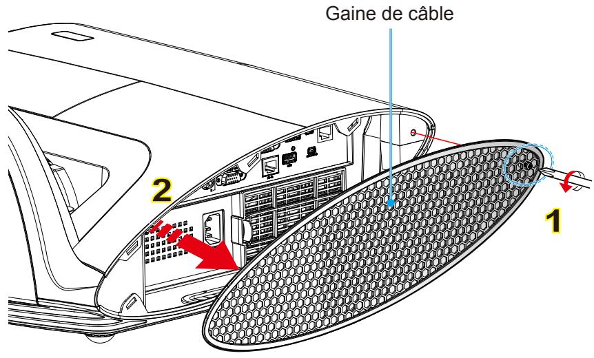 OPTOMA EW695UTis - Retrait et fixation de la gaine de câble - 1