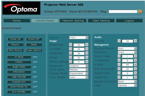 OPTOMA EW766 - Accéder au projecteur avec un navigateur Web - 2