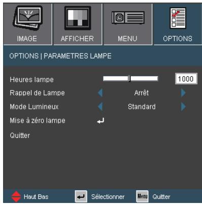 OPTOMA EW766 - OPTIONS | Paramètres Lampe - 1
