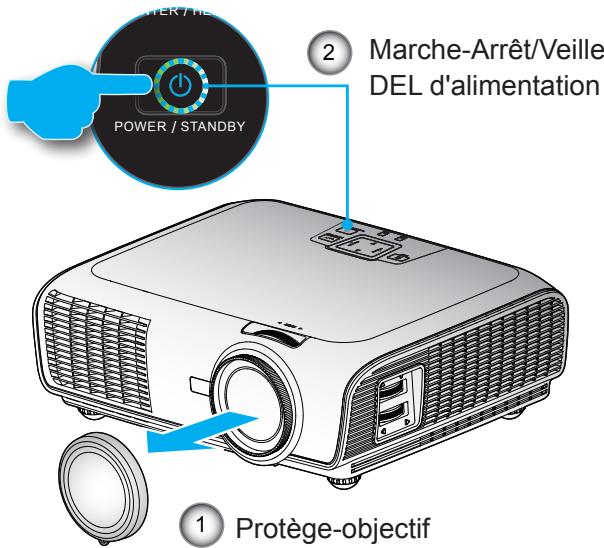 OPTOMA EW766 - Mise sous tension du projecteur - 1