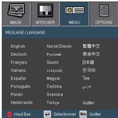 OPTOMA EW766 - REGLAGE | LANGUAGE - 1