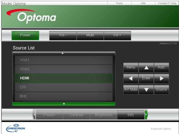 OPTOMA EW865 - Crestron RoomView - 1