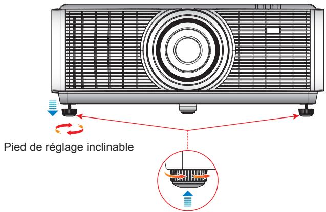 OPTOMA EW865 - Réglage de l'image projetée Réglage de la hauteur du projecteur - 1
