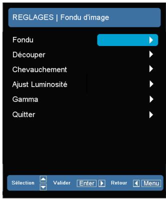 OPTOMA EW865 - REGLAGES | Fondu d'image\* - 1