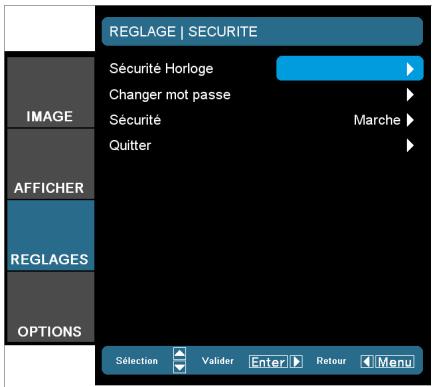 OPTOMA EW865 - REGLAGE | SECURITE - 1