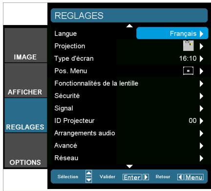 OPTOMA EW865 - REGLAGES - 1