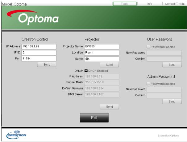 OPTOMA EW865 - Crestron RoomView - 2