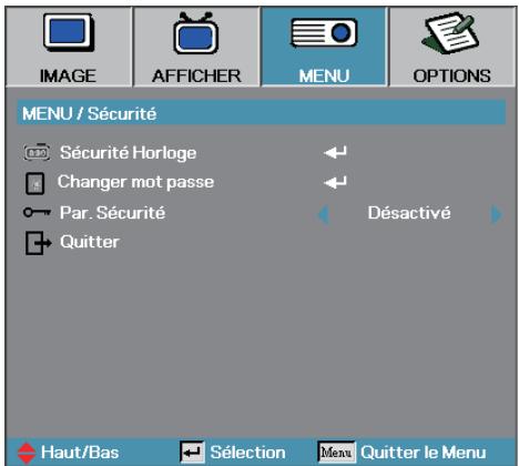 OPTOMA EX530 - MENU | Sécurité - 1