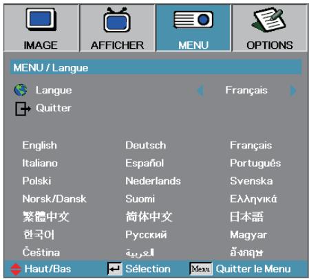 OPTOMA EX530 - MENU/Langue - 1