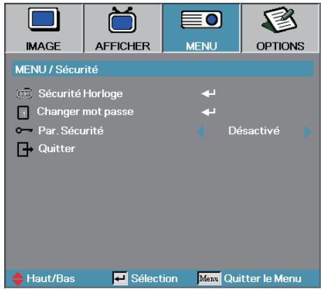 OPTOMA EX530 - MENU | Sécurité - 1