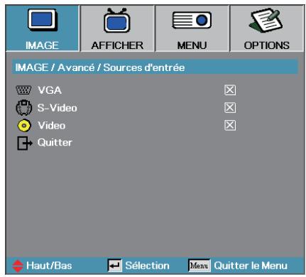 OPTOMA EX530 - IMAGE | Avancé | Source d'entrée - 1