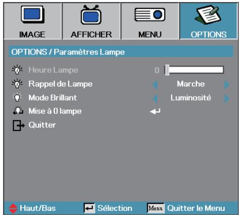 OPTOMA EX530 - OPTIONS | Paramètre Lampe - 1
