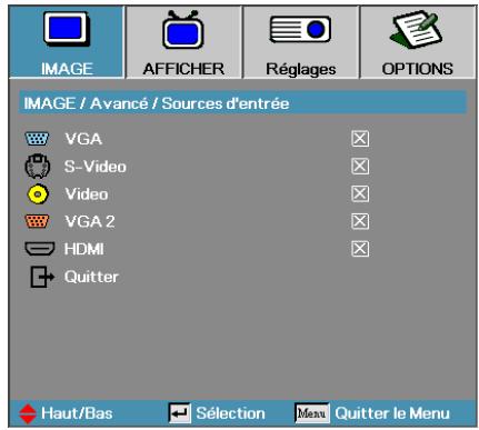 OPTOMA EX532 - IMAGE | Avancé | Source d'entrée - 1