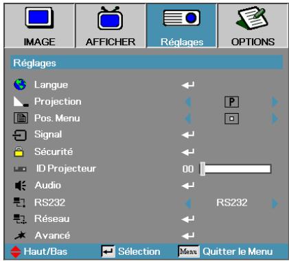 OPTOMA EX532 - Réglages - 1