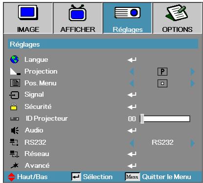OPTOMA EX532 - Réglages - 1