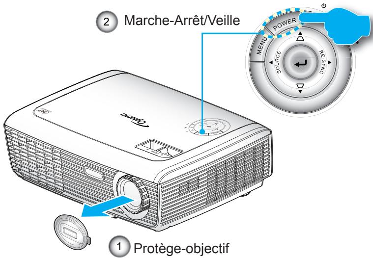OPTOMA EX538 - Mise sous tension du projecteur - 1