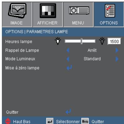 OPTOMA EX538 - OPTIONS | Parametres Lampe - 1