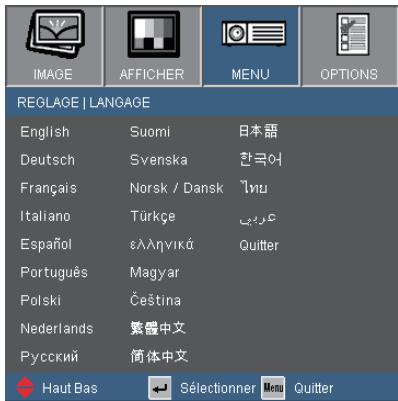 OPTOMA EX538 - REGLAGE | Langue - 1
