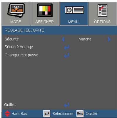 OPTOMA EX540i - MENU | Sécurité - 1