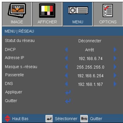 OPTOMA EX540i - MENU | Réseau - 1