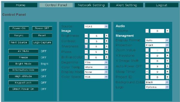 OPTOMA EX540i - Comment utiliser un navigateur web pour contrôler votre projecteur - 4