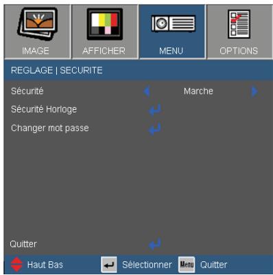 OPTOMA EX542i - MENU | Sécurité - 1
