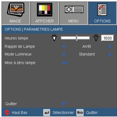OPTOMA EX542i - OPTIONS | Paramètres Lampe - 1
