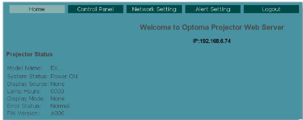 OPTOMA EX542i - Comment utiliser un navigateur web pour contrôler votre projecteur - 3