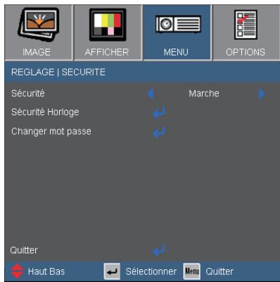 OPTOMA EX612 - MENU | Sécurité - 1