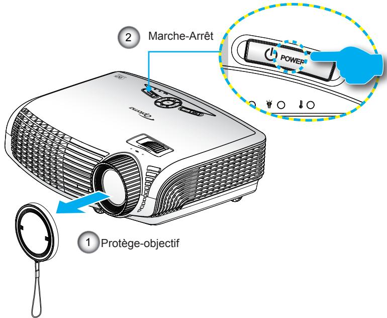 OPTOMA EX612 - Mise sous tension du projecteur - 3