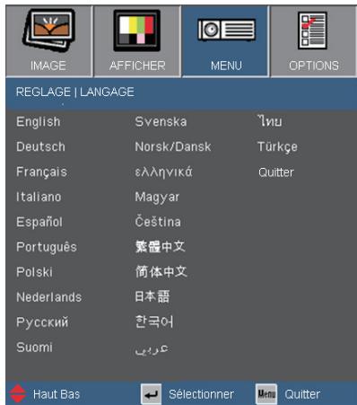 OPTOMA EX612 - REGLAGE | Langue - 1